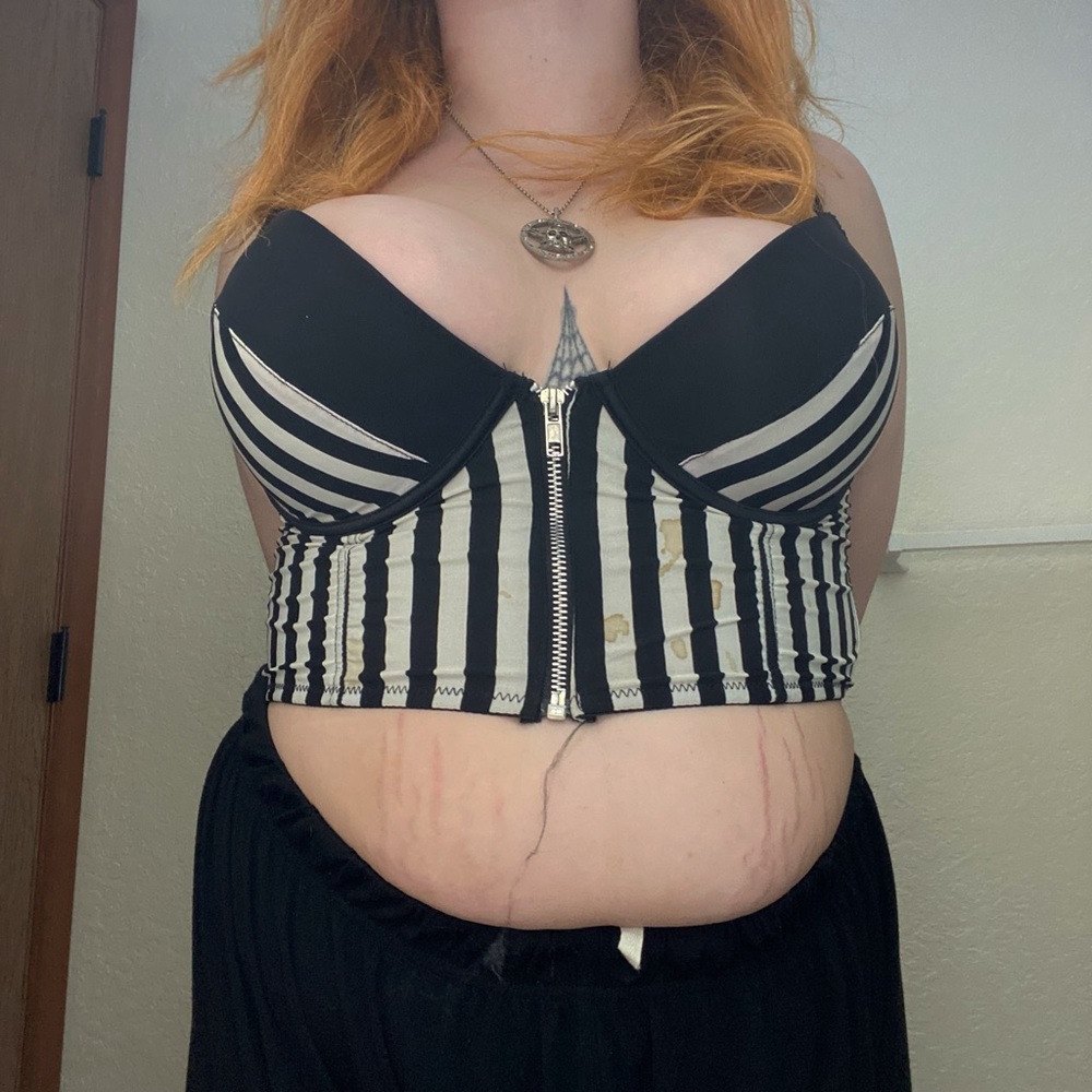 Vintage Morbid Threads zip up lingerie top